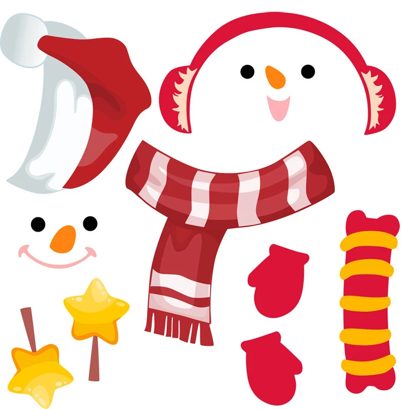 Рождественские наклейки на стену самоклеящиеся креативные снеговики окна ПВХ