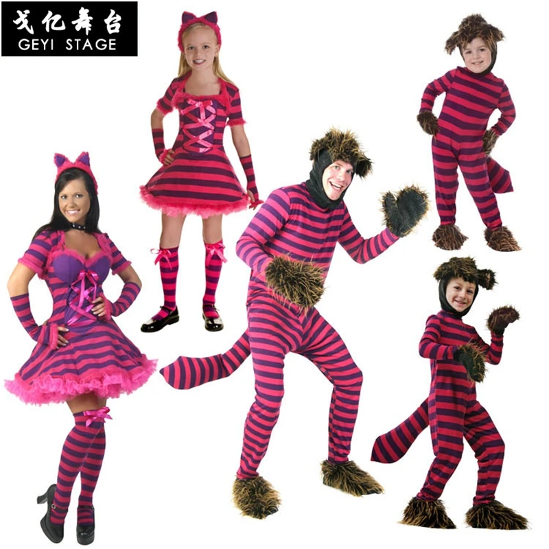 

Популярный костюм Алисы в стране чудес, маскарадный костюм для косплея Чеширского кота, костюмы на Хэллоуин для взрослых и детей, костюм для...