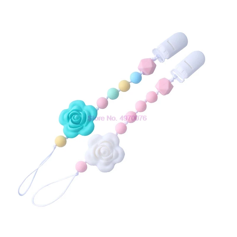 DHL 50 шт. пустышка Клип девушка BPA бесплатно цветок силиконовая цепочка для