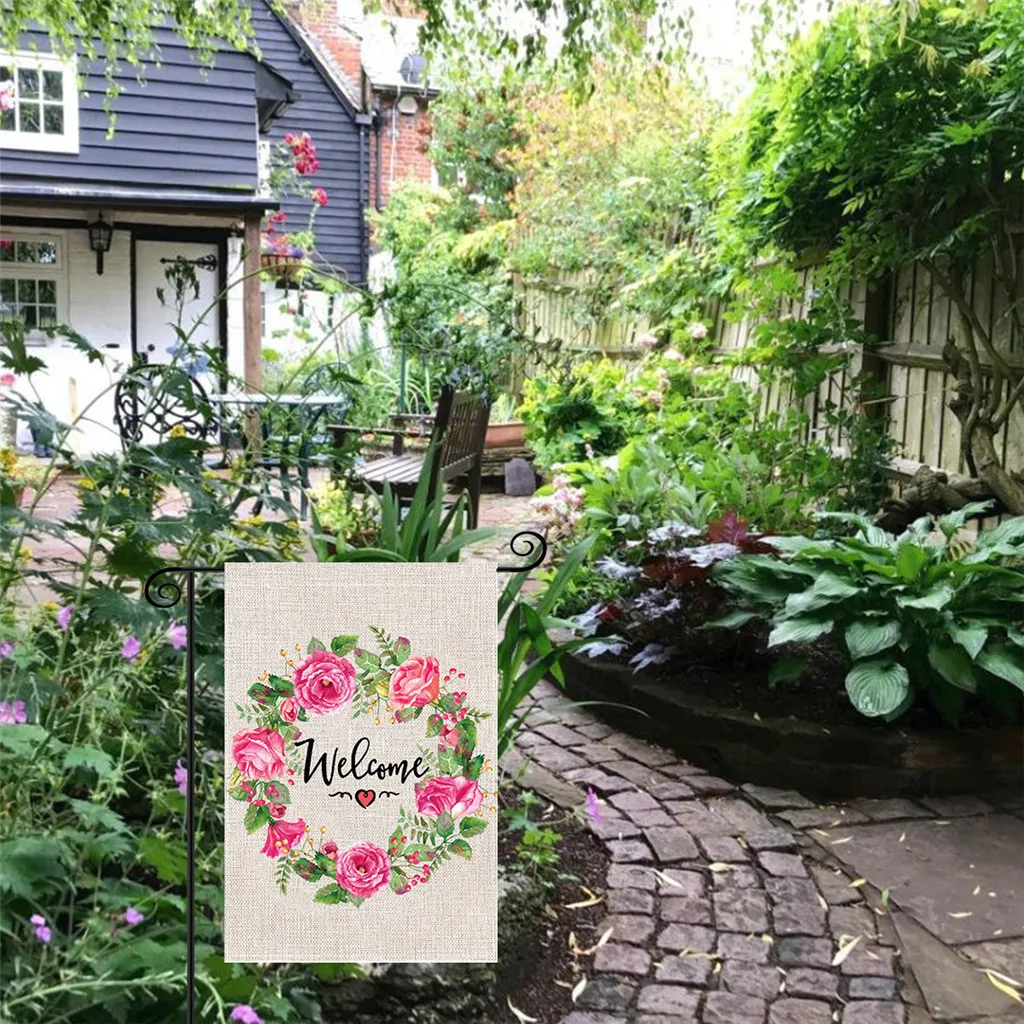 Добро пожаловать садовые флаги на открытом воздухе декоративный газон флагов