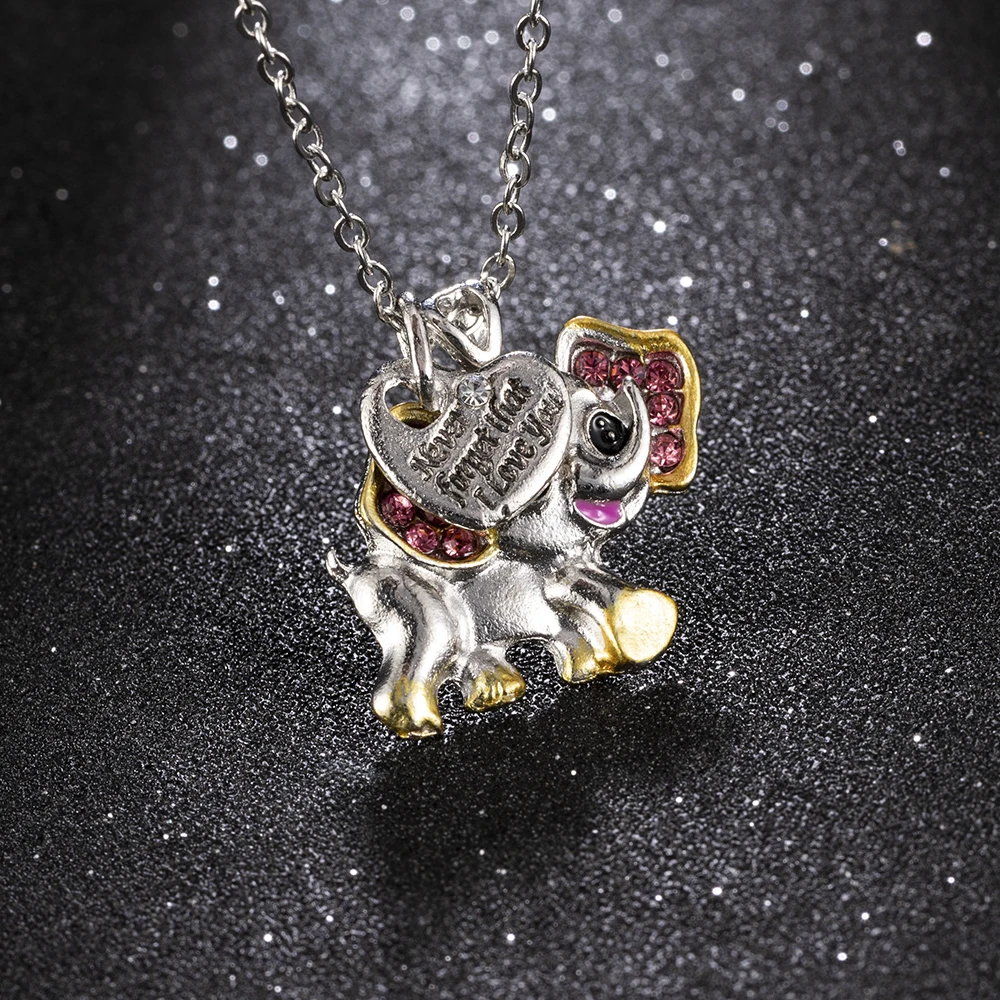 Новинка 2020 модное ожерелье в виде слона никогда не забывай надпись I Love You кулон