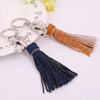 ripple handmade pu leather keyring tassel pendants keychain car bag purse key holder chain