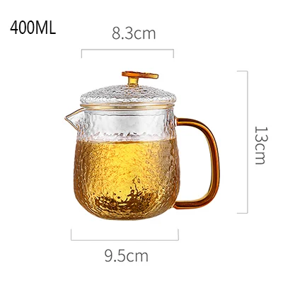 400ML Стеклянная чайная чашка с крышкой для заварки термостойкая боросиликатная инновационная Рыбная чешуя чайная бутылка с фильтром чайный горшок 300 мл 500 мл - Цвет: 400ML