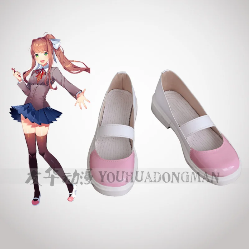 

Литературный клуб! Туфли для косплея Monika, ботинки для Хэллоуина, карнавальный костюм, аксессуары, аниме, косплей, готическая обувь