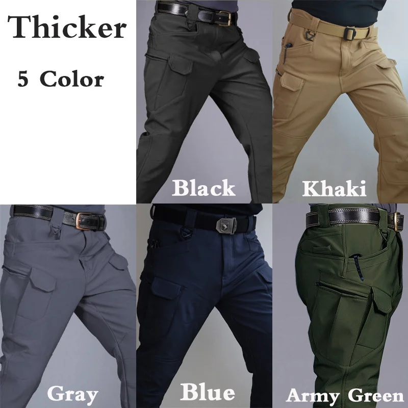Мужские зимние брюки плотные теплые тактические повседневные флисовые с