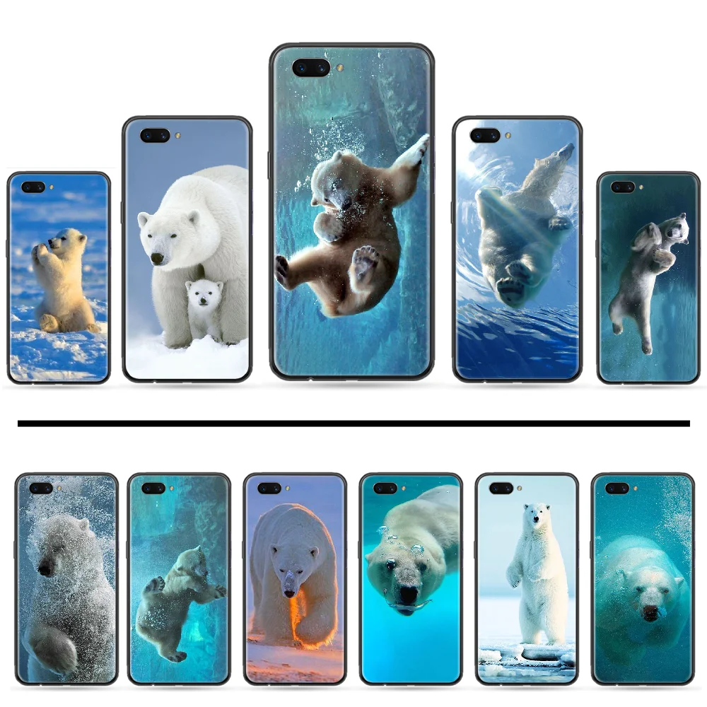 Черный мягкий резиновый чехол Polar bear из ТПУ для OPPO F 1S 7 9 K1 A77 F3 RENO F11 A5 A9 2020 A73S R15 REALME PRO