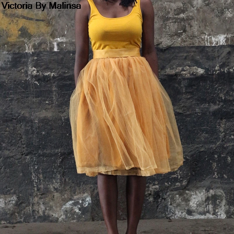 Юбка женская фатиновая средней длины модная винтажная плиссированная Розовая