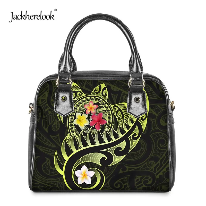 

Jackherelook Hawaii Sea Turtle Plumeria Polynesian Design Women Crossbody Bag Female Luxury Handbag PU Leather Messenger Bag