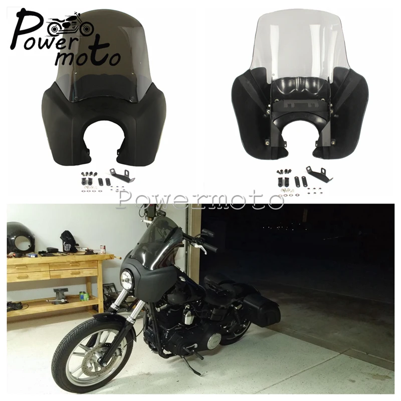 Фара мотоцикла обтекатель w/лобовое стекло комплект для Harley Dyna Low Rider Super Glide Fat Bob FXR