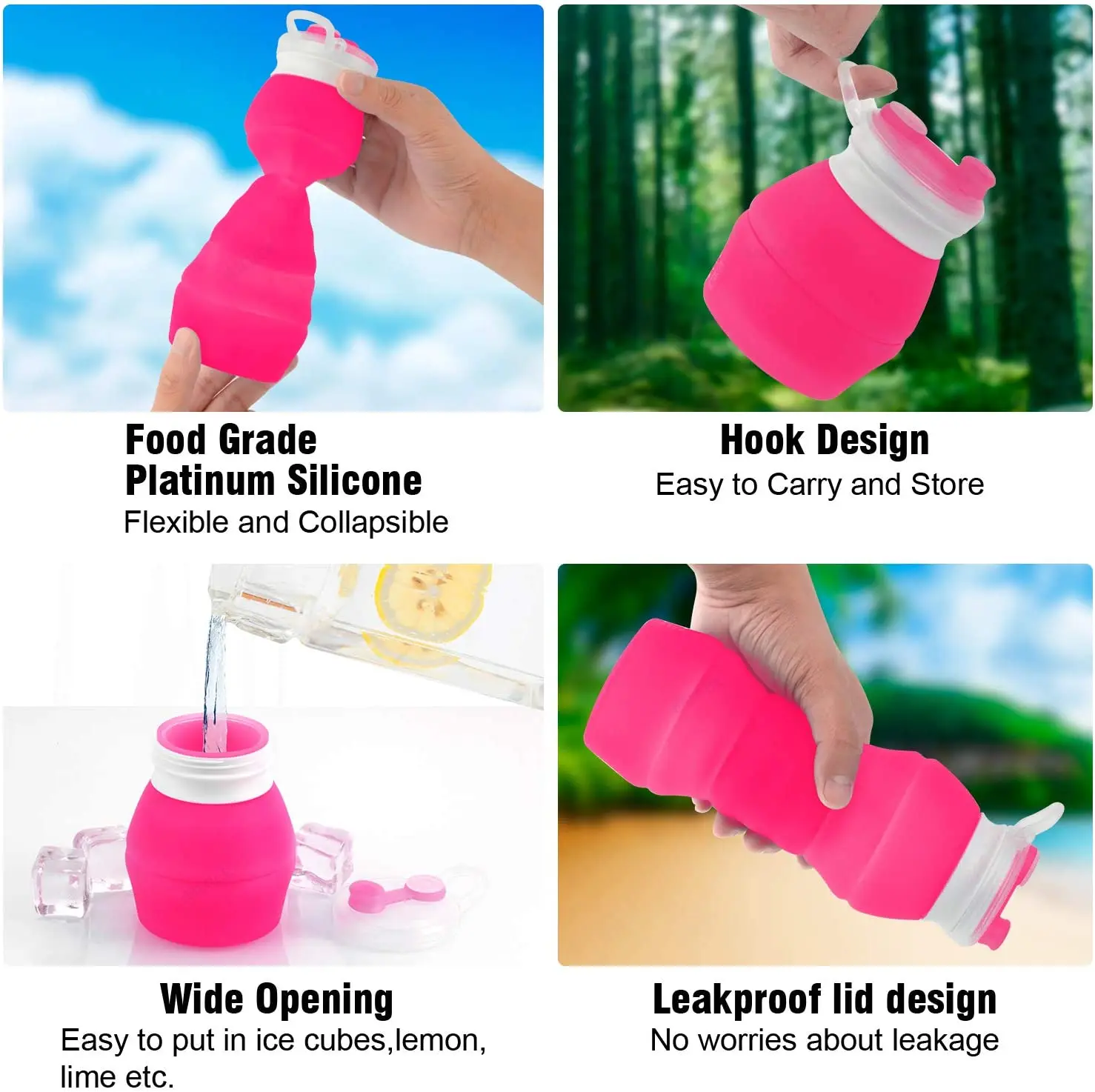 

Portable folding Water Bottle with button outdoor sports equipment drinking Water container one piece Sports Water Bottle