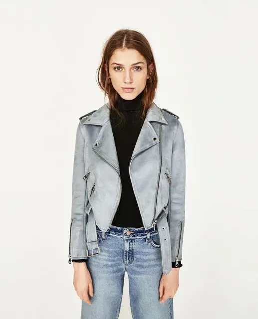 Замшевая женская куртка из искусственной кожи Осень зима 2020|Кожаные куртки| |