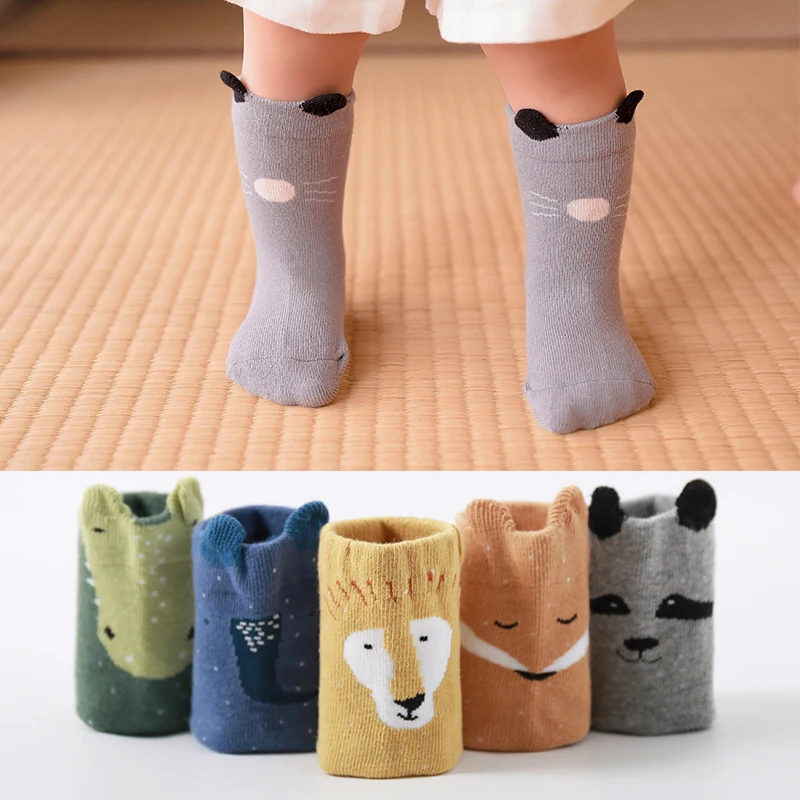 Теплые детские носки для новорожденных осенне-зимние милые гольфы малышей