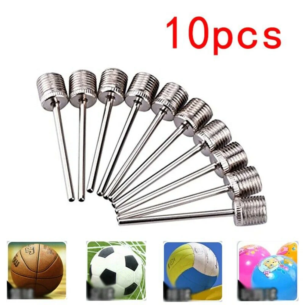 

10Pcs Hot New Football Pump Metal Inflator Needles Rugby Ball Volley Ball Valve Stainless Soccer Basketball Adaptors Air Pin