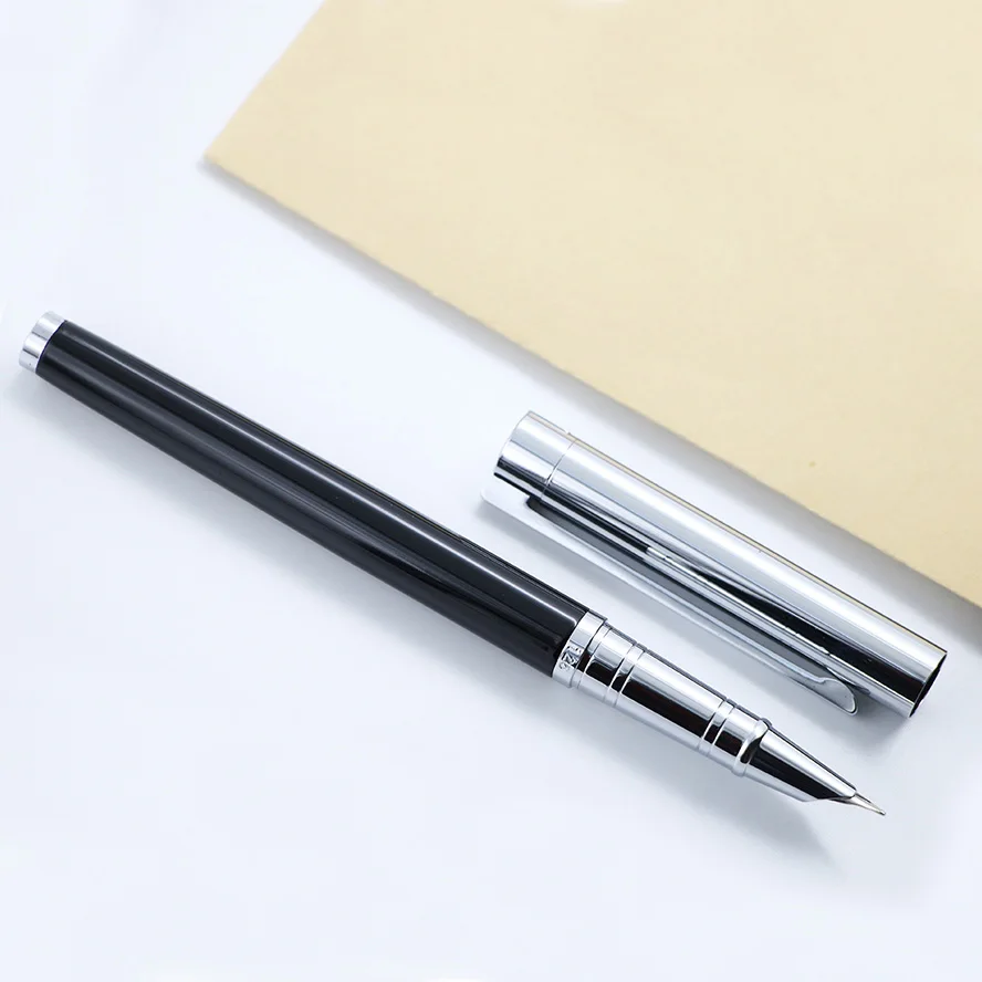 black silver Высокое качество JINHAO 126 перьевая ручка Роскошный 0,38 мм дополнительный тонкий наконечник чернильные ручки для письма канцелярские принадлежности Школьные офисные принадлежности Caneta - Цвет: black silver