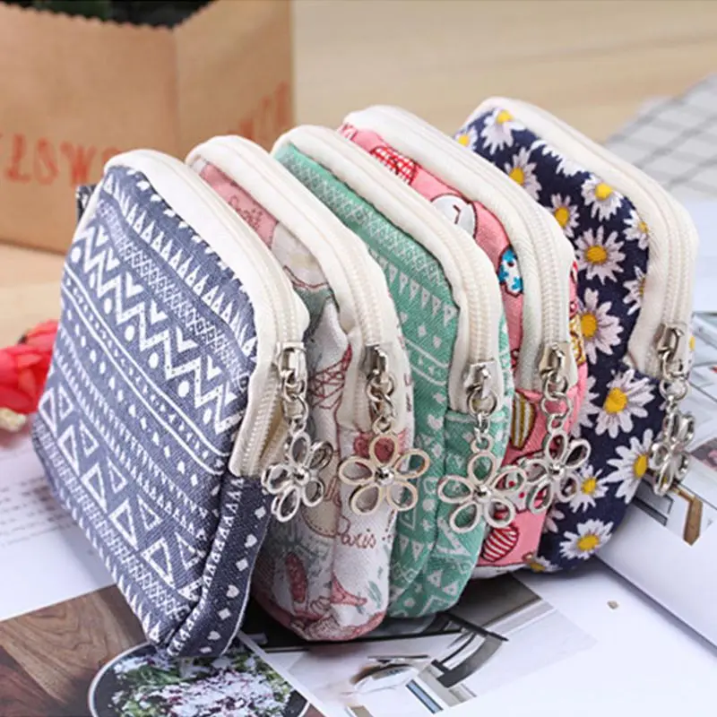 Гигиеническая сумка Милая женская косметичка большая емкость свежая мини хлопок