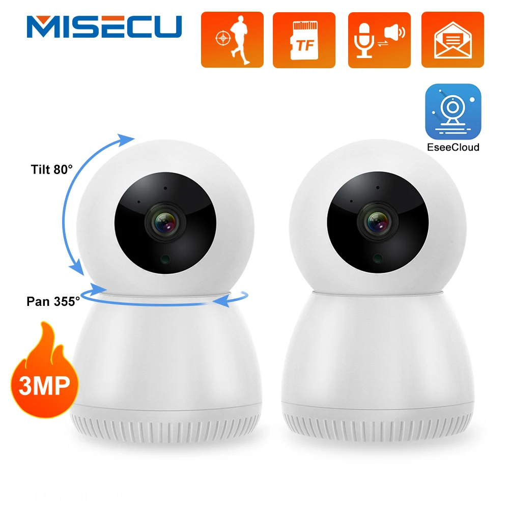 

IP-камера MISECU 3 Мп для домашней безопасности, беспроводная камера наблюдения с Wi-Fi, двухсторонним аудио, видеоняней связью и сигнализацией