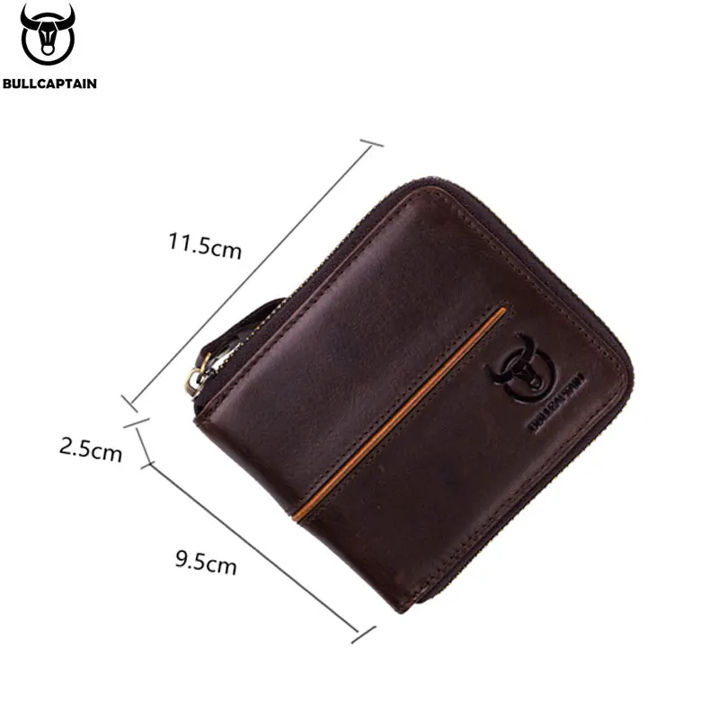Мужской кошелек BULLCAPTAIN из натуральной кожи с застежкой молнией держатель для