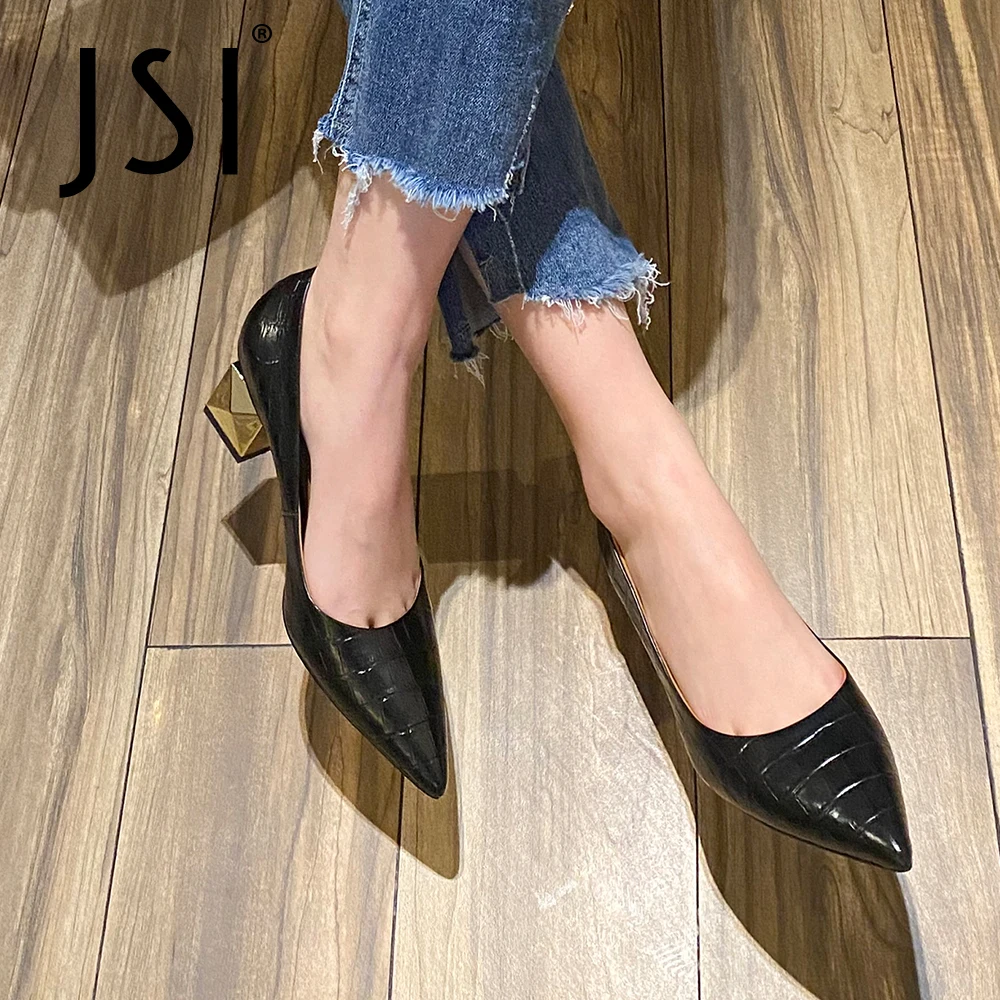 

JSI/туфли-лодочки; Женские туфли на необычном каблуке в сдержанном стиле из натуральной кожи; Красивые туфли с закрытым носком; Сезон весна-ос...