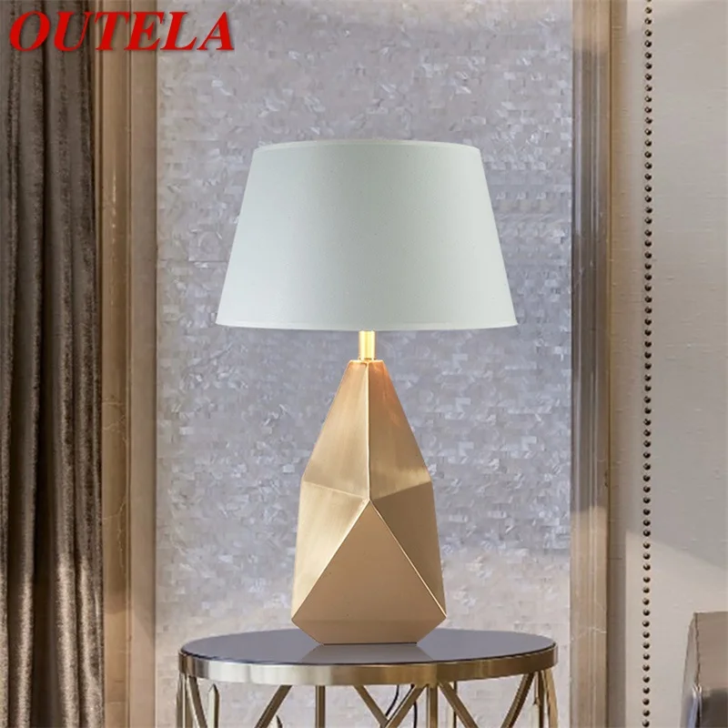 

OUTELA Contemporary LED Table Desk Lamp Creative Design E27 Bronze Light Home Decorative For Foyer Living Room Office Bedside