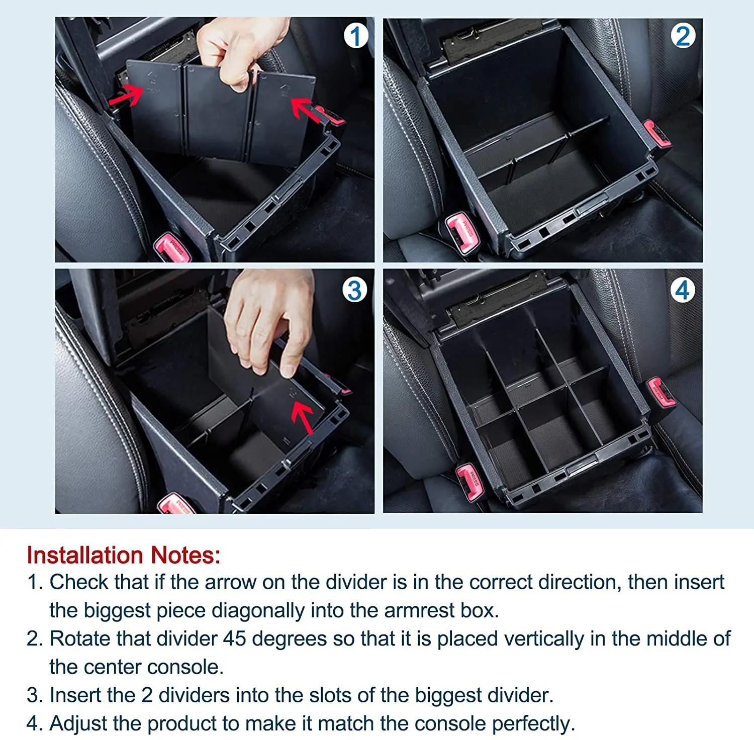 

For Toyota Tacoma Accessories 2016-2021 console manager Tacoma Insert ABS Black Material Tray