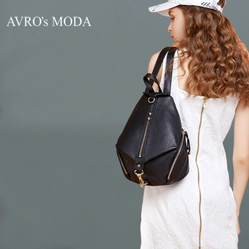 Рюкзак AVRO's MODA женский из натуральной кожи Модный повседневный ранец на ремне