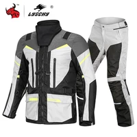 lyschy motorcycle jacket pants suit autumn winter waterproof cold proof motorbike riding moto jacket touring ce protective gear