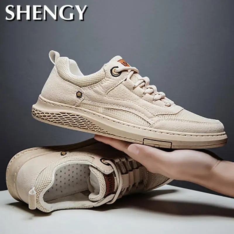 Новинка Летняя повседневная обувь Мужская дышащая сетчатая 2020men's Shoes Slats Lowtop