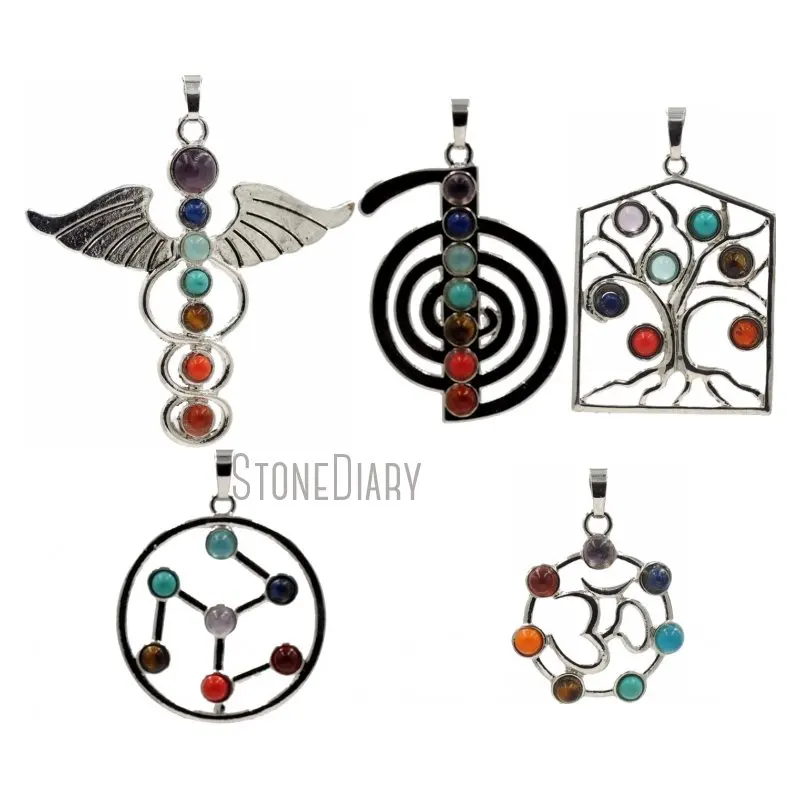 

PM39492 Copper Jewelry Chakra Silver Pendant Jewelry Chakra Healing Pendant 7 Chakra Silver Plated Pendant