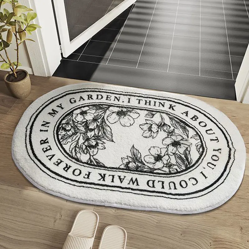 

Полукруглый напольный коврик в скандинавском стиле, Нескользящий Впитывающий Коврик для ванной комнаты, декоративный ковер с цветами, мягк...