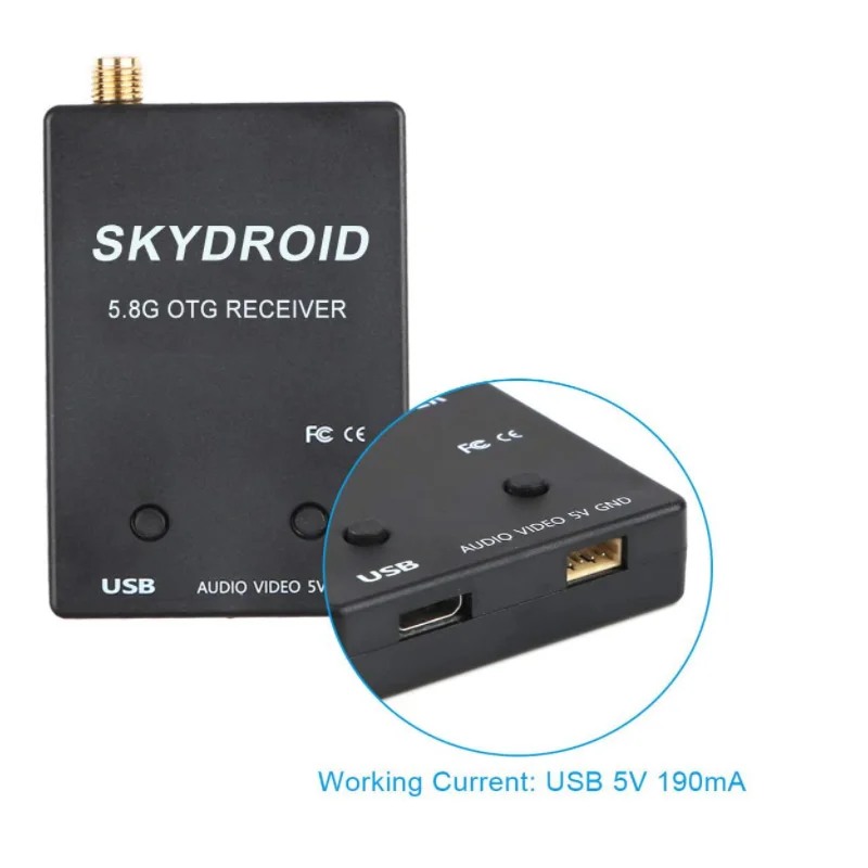 Skydroid UVC Single /Dual Antenna Control Receiver OTG 150CH 5.8G Full Channel FPV Receiver W/Audio for Android Smart Phone PC M