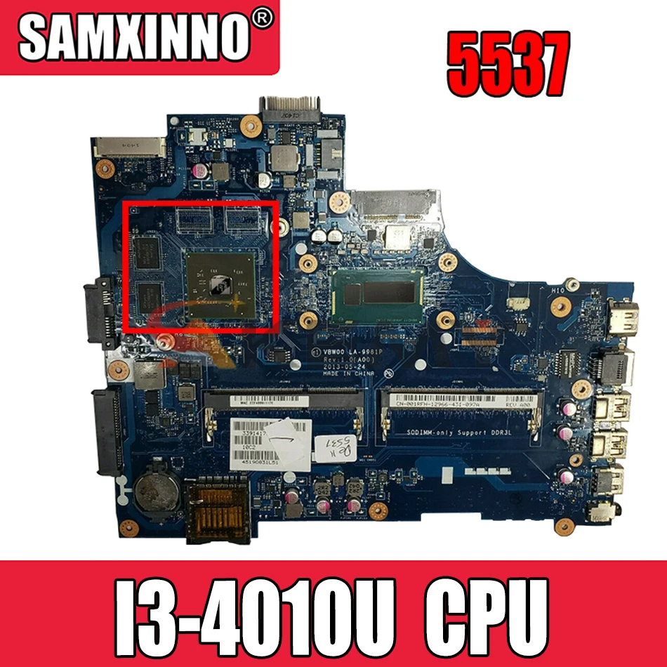 

Akemy VBW00 LA-9981P CN-08MVM8 08MVM8 Main board for DELL Inspiron 15R 5537 laptop motherboard Radeon HD8670M SR16Q I3-4010U