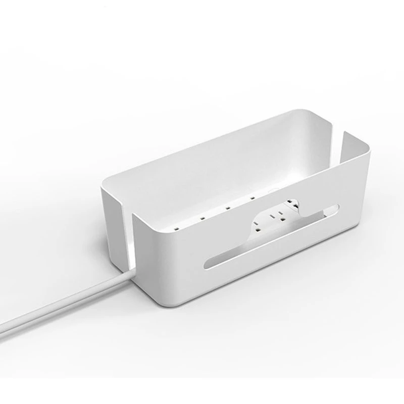

Power Strip Box Desktop Wire Organizing Box Hard Cable Winder Organizing Cable Management with Lid White