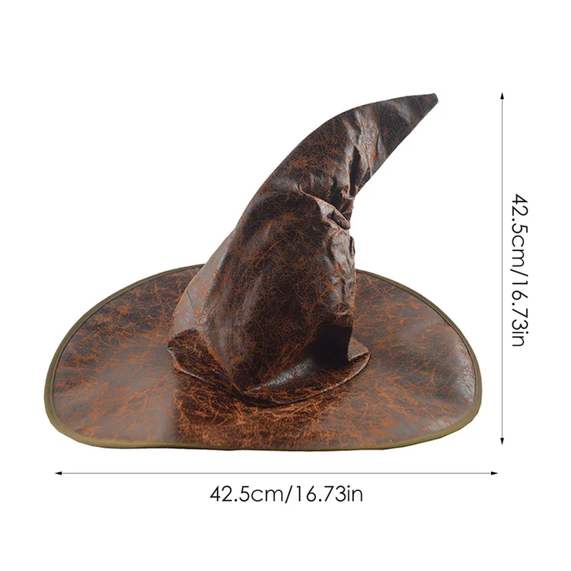 

Leather Witch Hat Leather Adult Party Accessory Sorcerer Hat Halloween Hat For Mask Party Peaked Cap For Man Woman Drama Hat