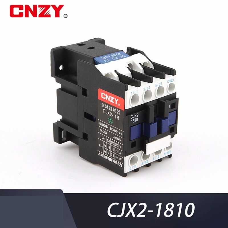 CJX2-1810 LC1 контактор переменного тока 18A 3 фазы 3-полюсный без катушки Напряжение 380V 220V 110V 36V 24V 50/60Hz Din рейка крепление 3 P+ 1NO нормально открытый