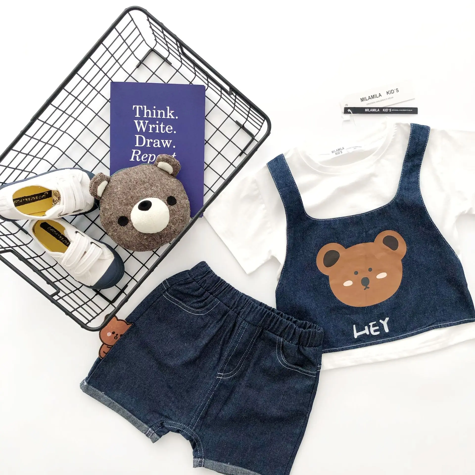 Tonytaobaby Летний Новый хлопковый костюм из двух предметов с коротким рукавом и