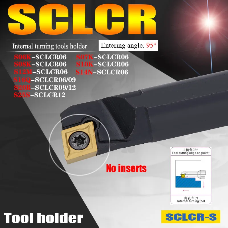 

Inner Hole CNC Tool Internal Lathe Turning Tools Holder S07K/S08K/S10K/S12M-SCLCR06 S20R/S25S/S16Q-SCLCR09 No Have Inserts