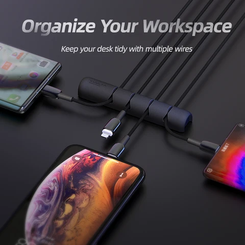 Органайзер для кабеля KUULAA, настольный силиконовый держатель для кабелей USB, для мыши, наушников, проводов