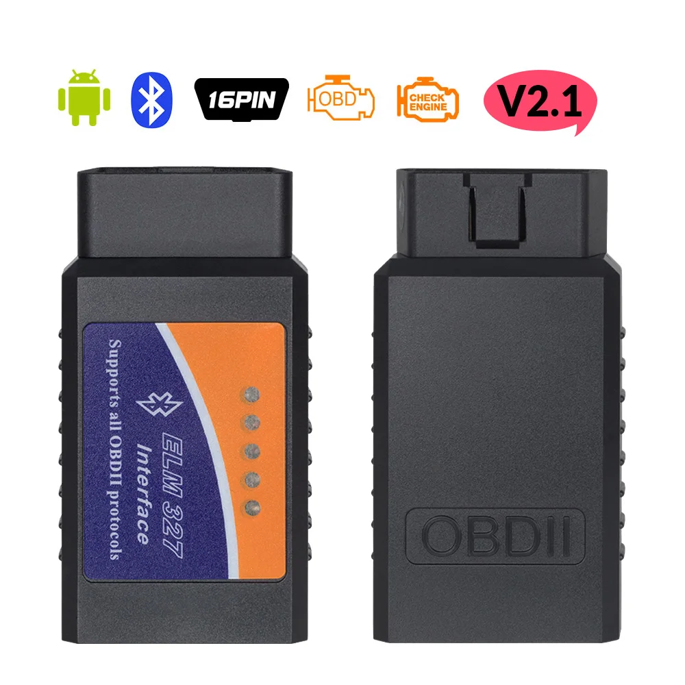 ELM327 V2.1 Bluetooth OBDII автоматический сканер ELM 327 Bluetooth v 2,1 OBD2 для Android Поддержка крутящего момента 12 в автомобильный OBD диагностический инструмент