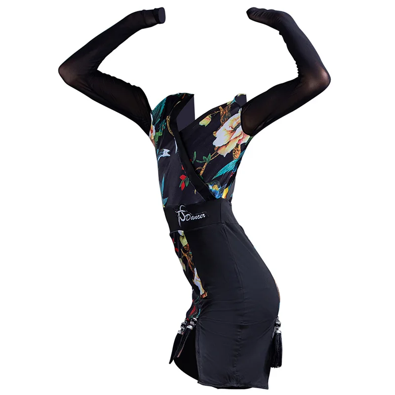 

Latin Dance Dress Girls Tango Salsa Rumba Cha Cha Samba Fashion Printed Dress Professional Competition Practice Clothes DN6474