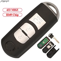 jingyuqin remote control car key 433mhz id49 chip for mazda cx 5 cx 4 3 buttons smart card uncut blade with groove
