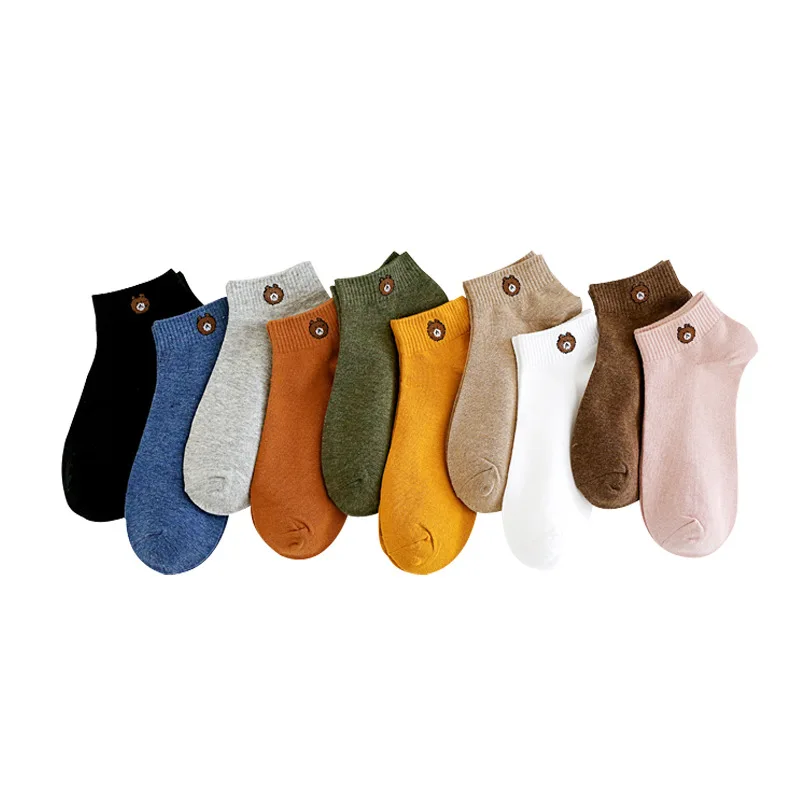 

1 Pair New Thin Shallow Mouth Women's Socks Japan and South Korea Cotton Socks Cartoon Bear Boat Socks Casual Cute Trendy Socks