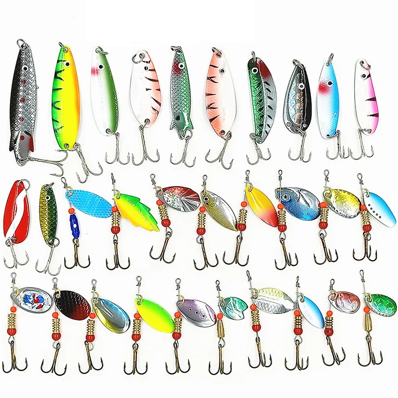

30pcs Colorful Spoons Spinners Fishing Lure KitFishing Tackle Accessories For Fishing Pesca Isca Bait