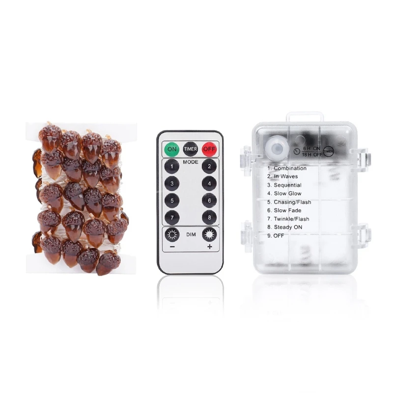 

2/3/4m Acorn Pinecone LED Waterproof String Lights Battery Powered with 8 Modes Remote Control Christmas Thanksgiving Decoration