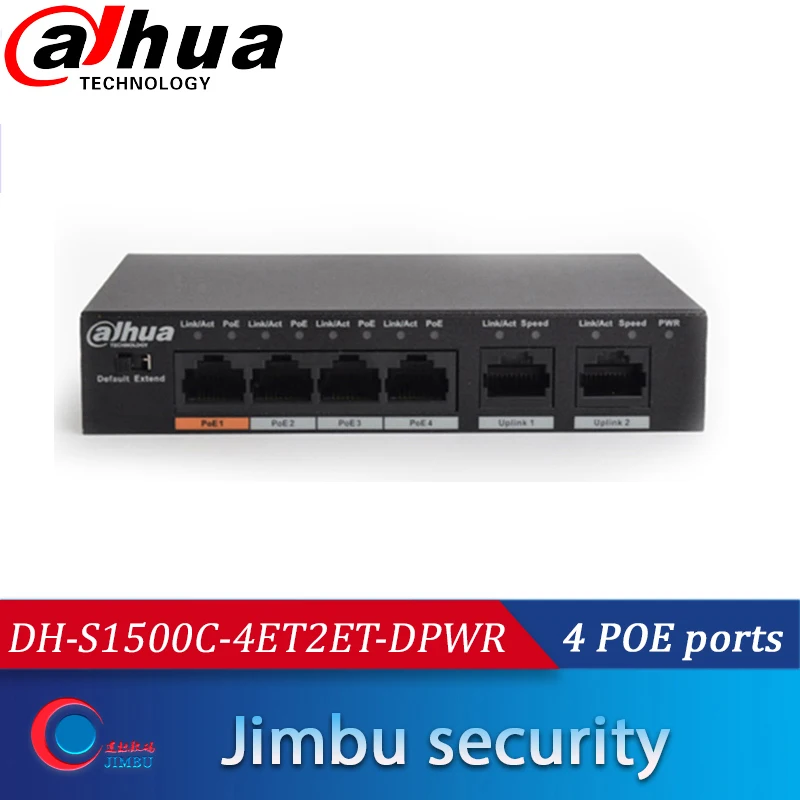 Сетевой видеорегистратор Dahua 4 хпортовый коммутатор/Свитч PoE DH S1500C 4ET2ET DPWR 4CH Ethernet