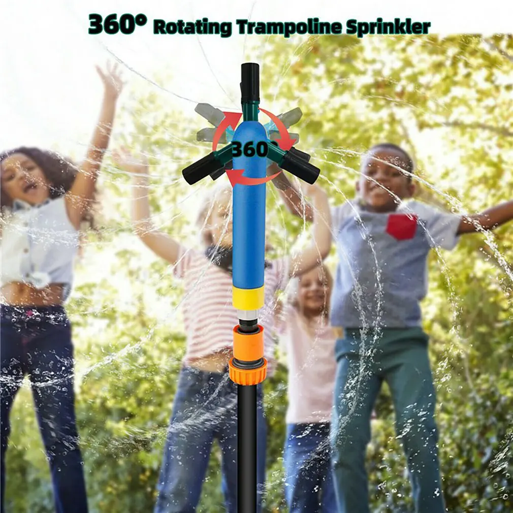 

Kids Trampoline Shower Water Park Toys Auto Rotating Spray Head With Durable Water Hose Water Balloon Trampoline Accessories