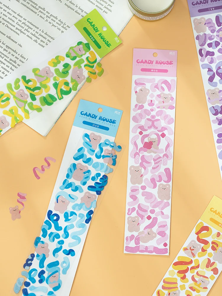 2 листа милой лентой наклейки &quotмедведь&quot вручную учетной записи Творческий