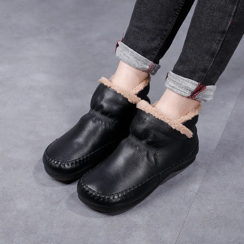 

Ботинки женские зимние из натуральной кожи, на толстой шерсти