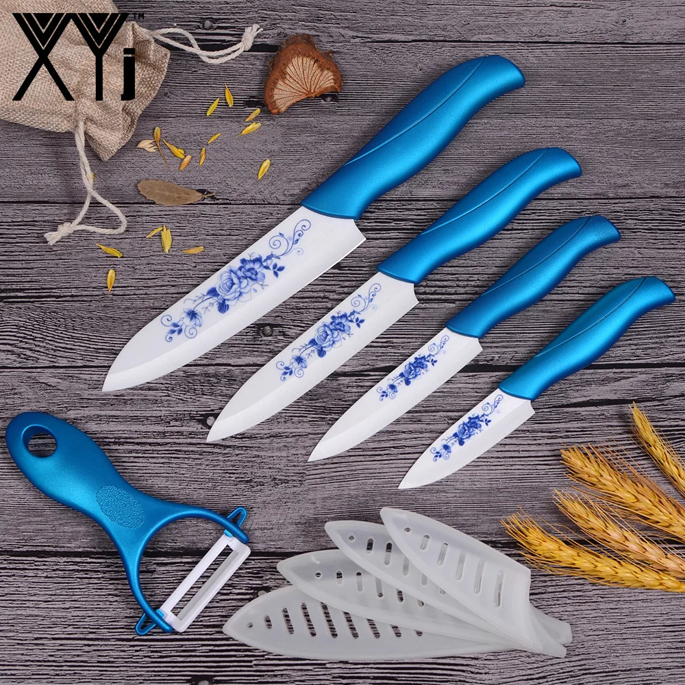 XYj керамический нож шеф повара для нарезки 3 дюйма 4 5 дюймов 6 лезвие с синей ручкой