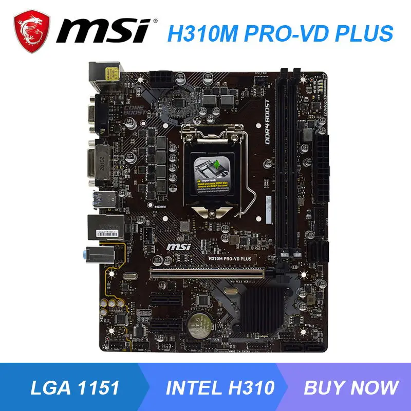 

MSI H310M PRO-VD PLUS LGA 1151 Intel H310 Desktop PC Motherboard DDR4 32GB PCI-E 3.0 DVI HDMI USB3.1 Core i5 9600K i7 9700K Cpus