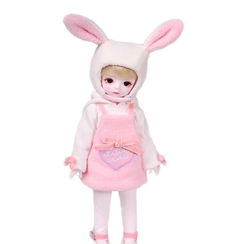 Fullset милая кукла девушка крем 1/6 sd bjd игрушки 26 см тело из смолы с плюшевым кроликом